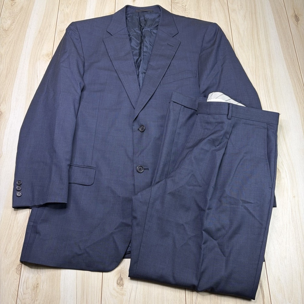 Ermenegildo Zegna Soft Navy Blue Wool Suit Mens Size 44L 38x31